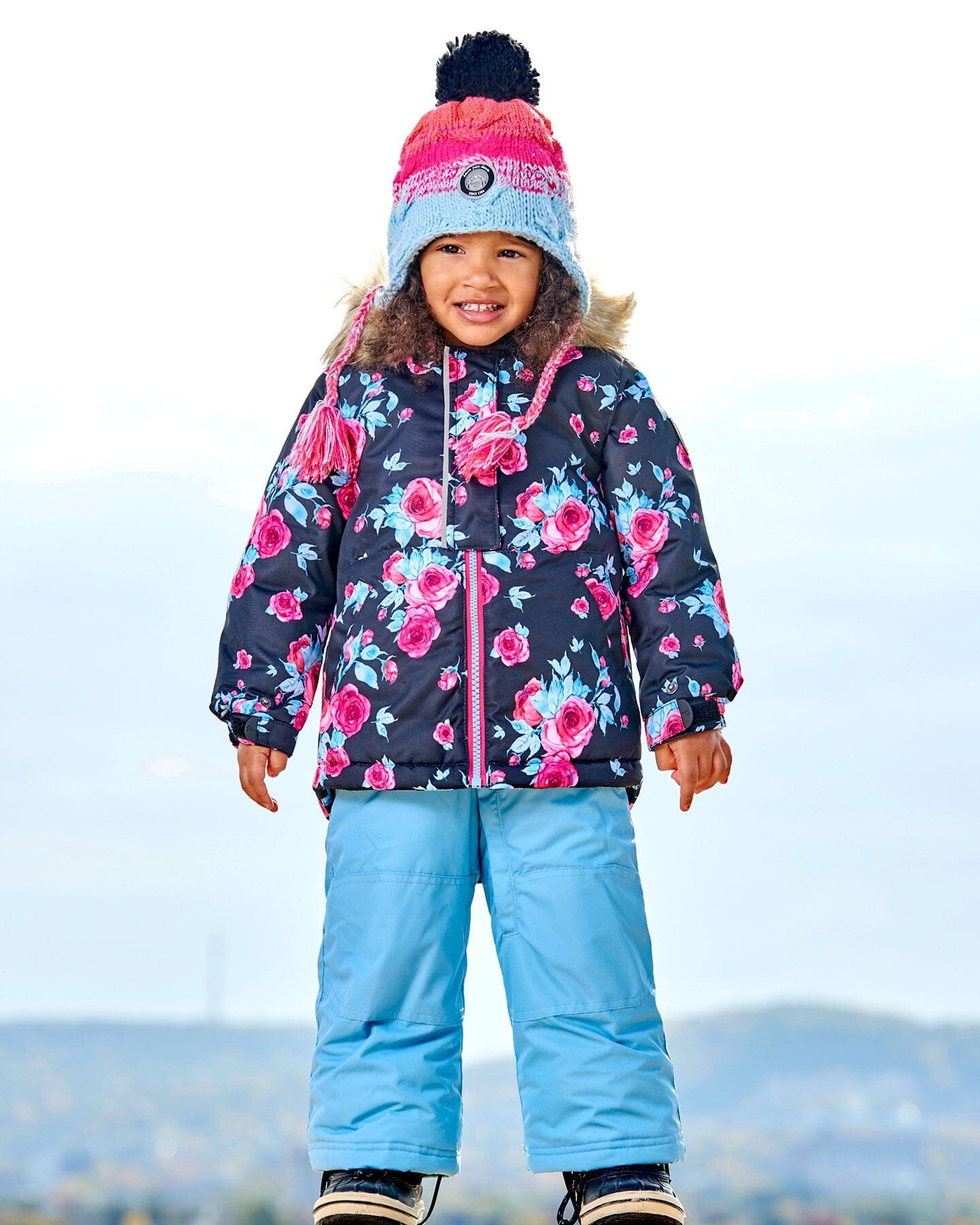 Two Piece Baby Snowsuit Air Blue Printed Roses