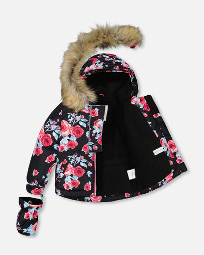 Two Piece Baby Snowsuit Air Blue Printed Roses