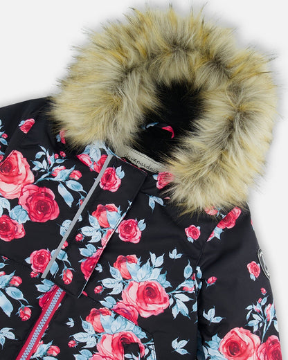 Two Piece Baby Snowsuit Air Blue Printed Roses