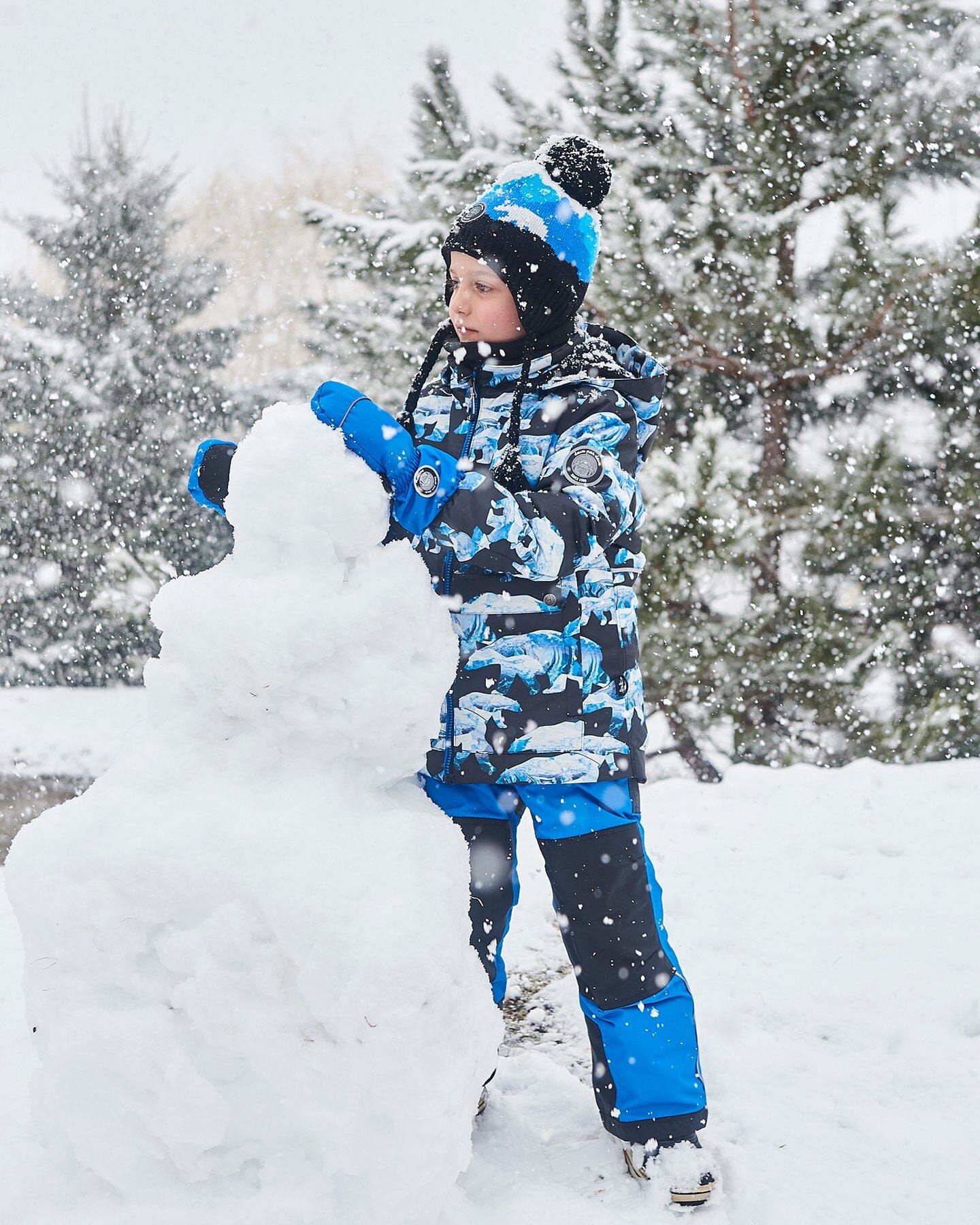 Two Piece Snowsuit Printed Bears And Royal Blue