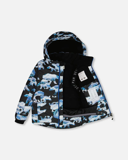 Two Piece Snowsuit Printed Bears And Royal Blue