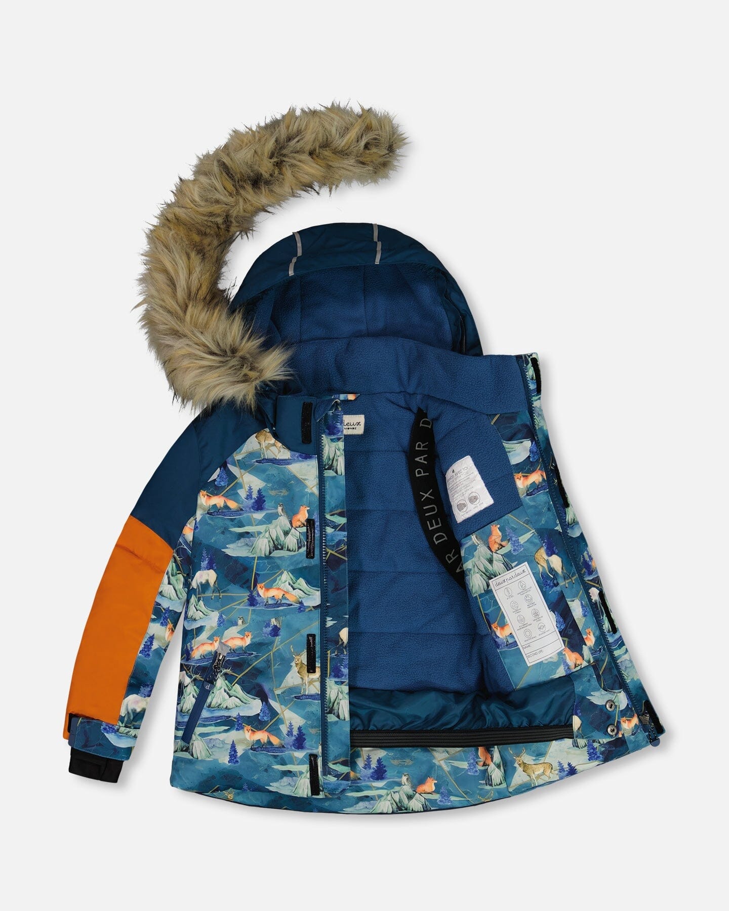 Two Piece Snowsuit Majolica Blue Printed Animals And Glaciers