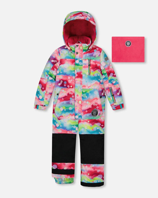 One Piece Snowsuit Printed Multicolor Bubbles