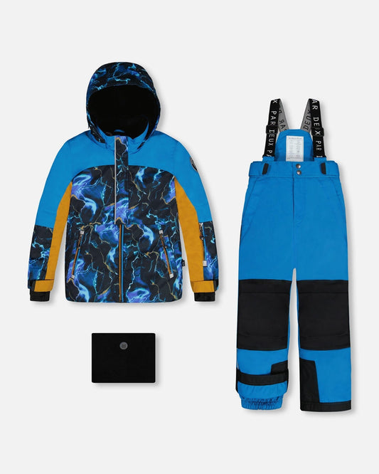 Two Piece Snowsuit Royal Blue Printed Storm