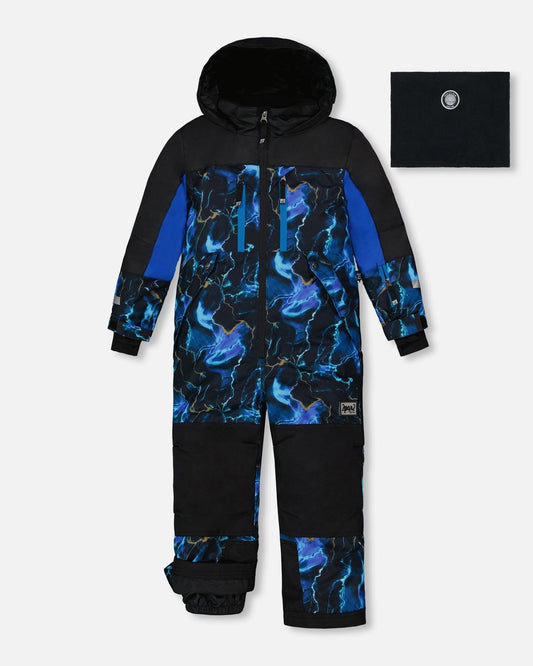 One Piece TEKNIK Snowsuit Black Printed Storm