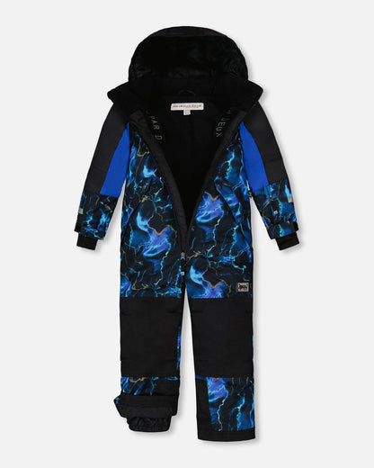 One Piece TEKNIK Snowsuit Black Printed Storm