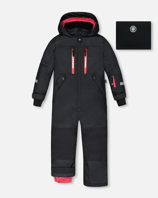 One Piece TEKNIK Snowsuit Black And Candy Pink