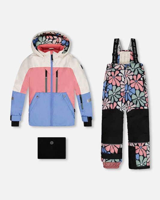 Two Piece TEKNIK Snowsuit Colorblock Printed Retro Flowers