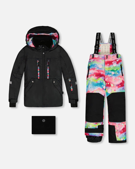 Two Piece TEKNIK Snowsuit Black With Printed Bubbles