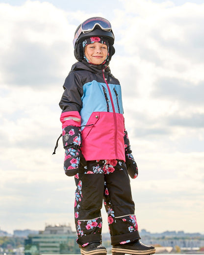 Two Piece TEKNIK Snowsuit Colorblock Black Printed Roses