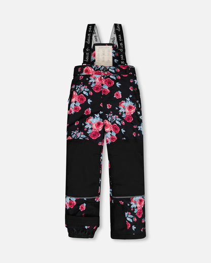 Two Piece TEKNIK Snowsuit Colorblock Black Printed Roses