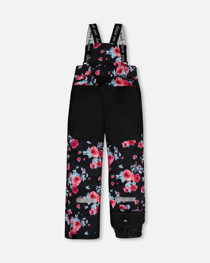 Two Piece TEKNIK Snowsuit Colorblock Black Printed Roses