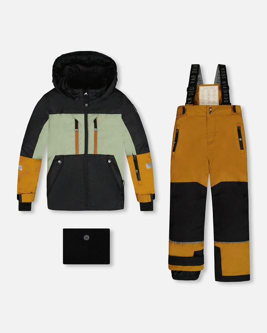 Two Piece TEKNIK Snowsuit Colorblock Black, Sage And Spice