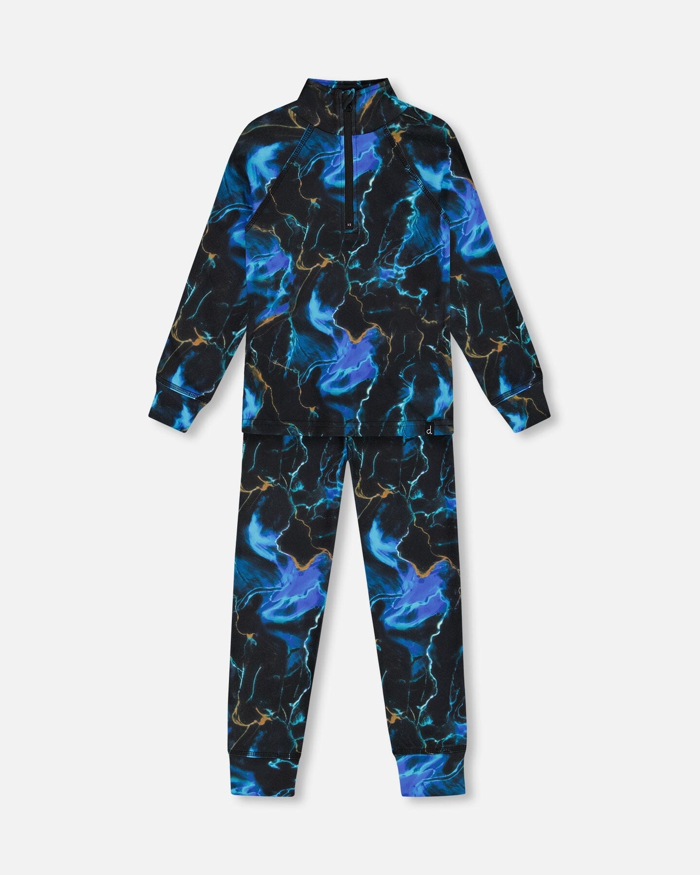 Two Piece Thermal Underwear Set Black Printed Storm