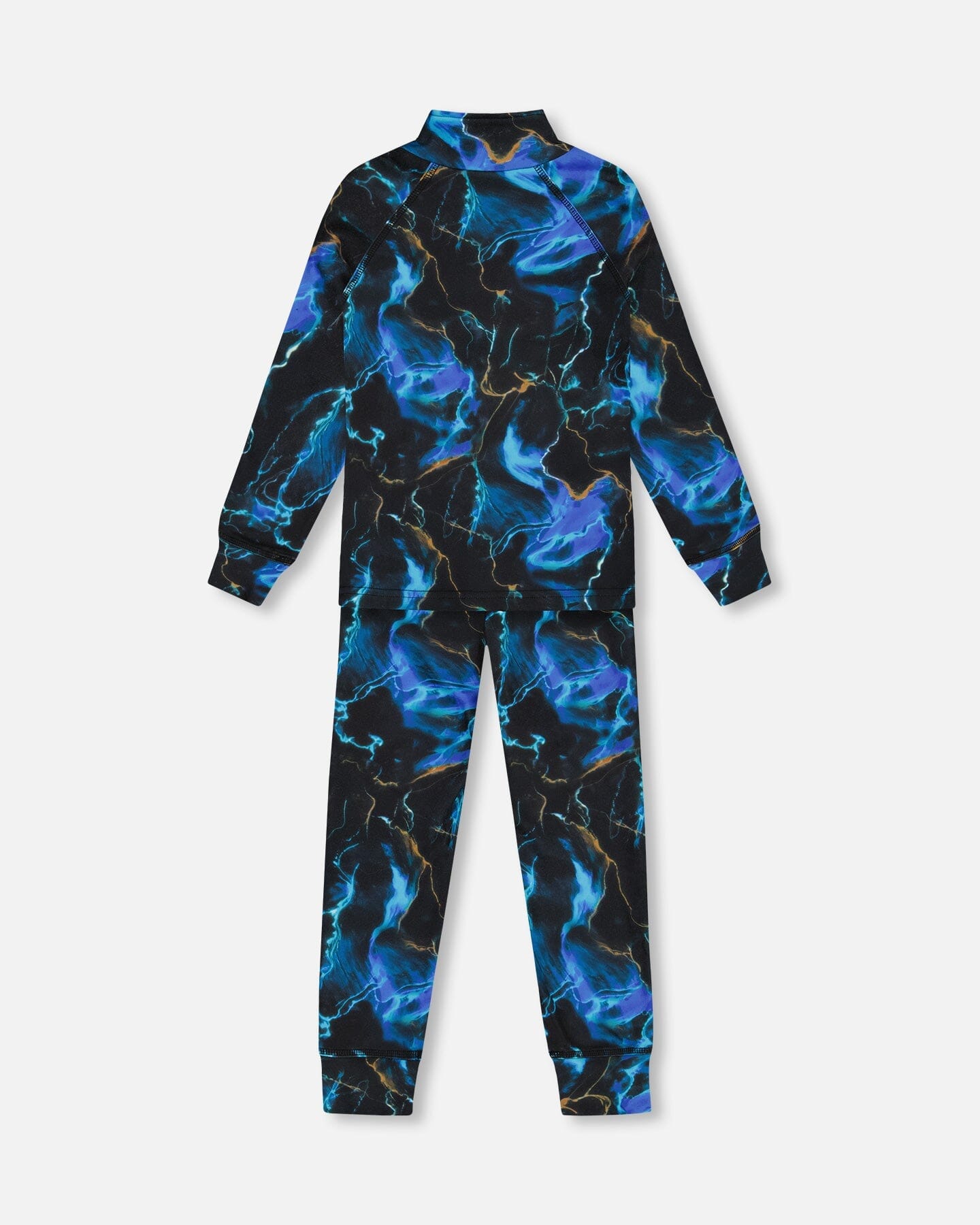 Two Piece Thermal Underwear Set Black Printed Storm