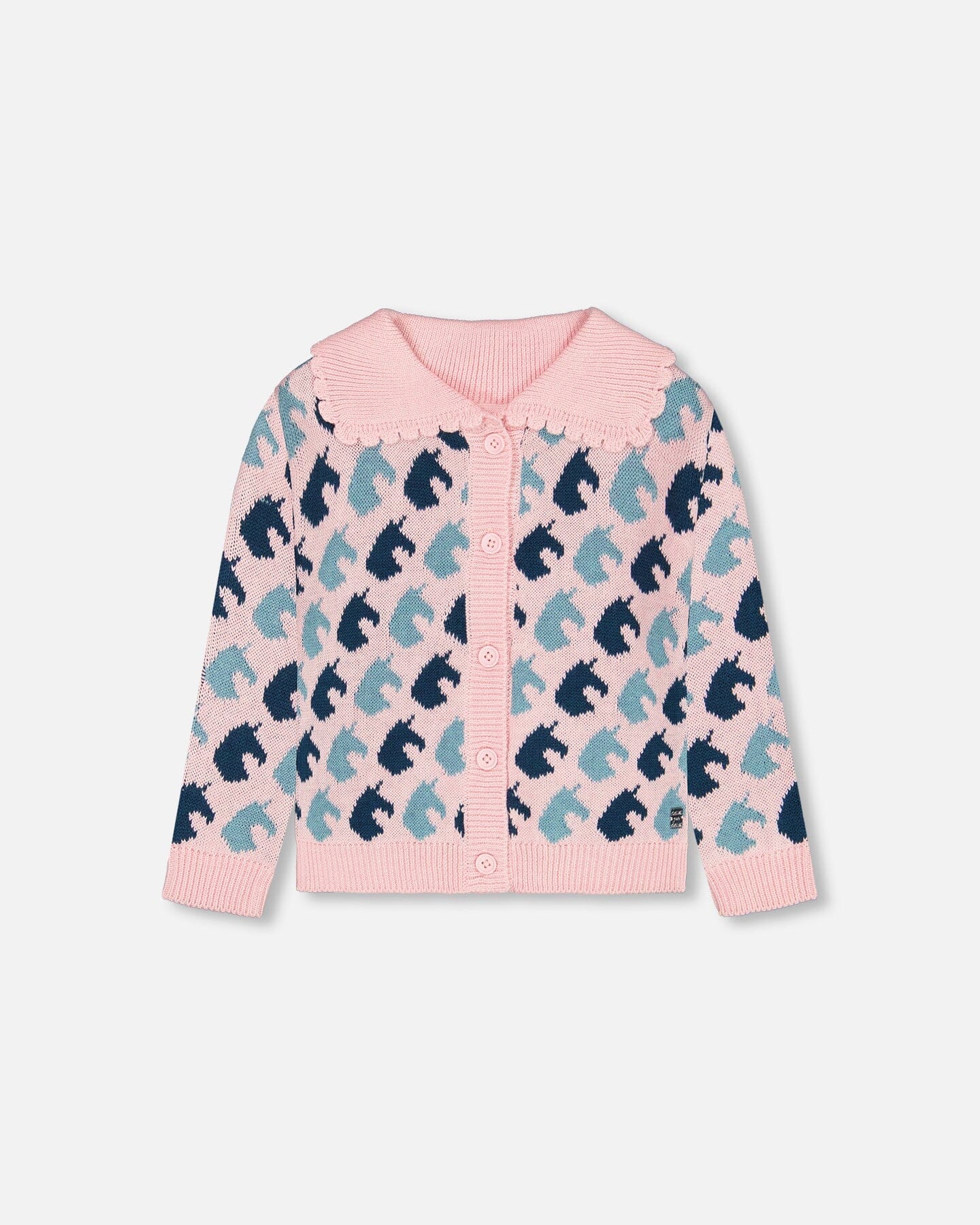 Jacquard Knit Cardigan Pink Unicorn