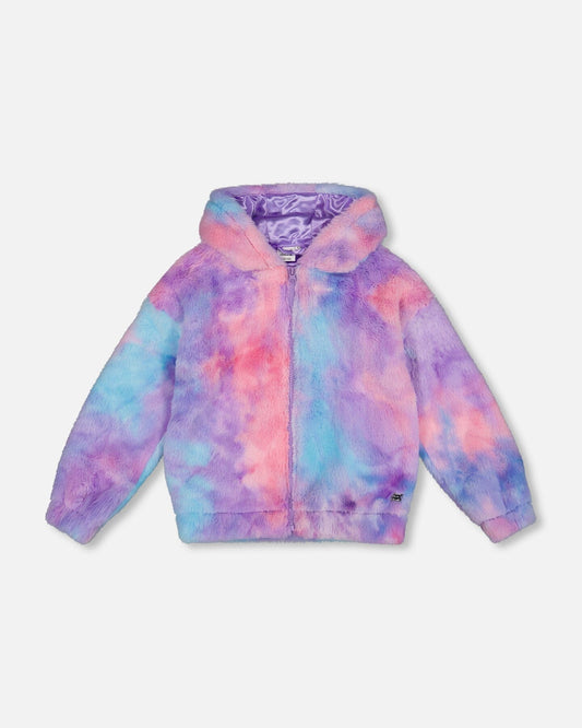 Faux Fur Hooded Cardigan Multicolor