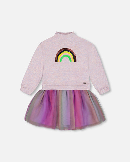 Super Soft Sweatshirt Dress With Rainbow Tulle Skirt