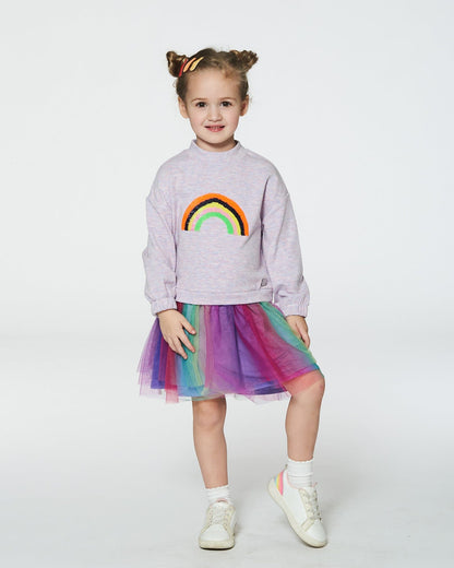 Super Soft Sweatshirt Dress With Rainbow Tulle Skirt