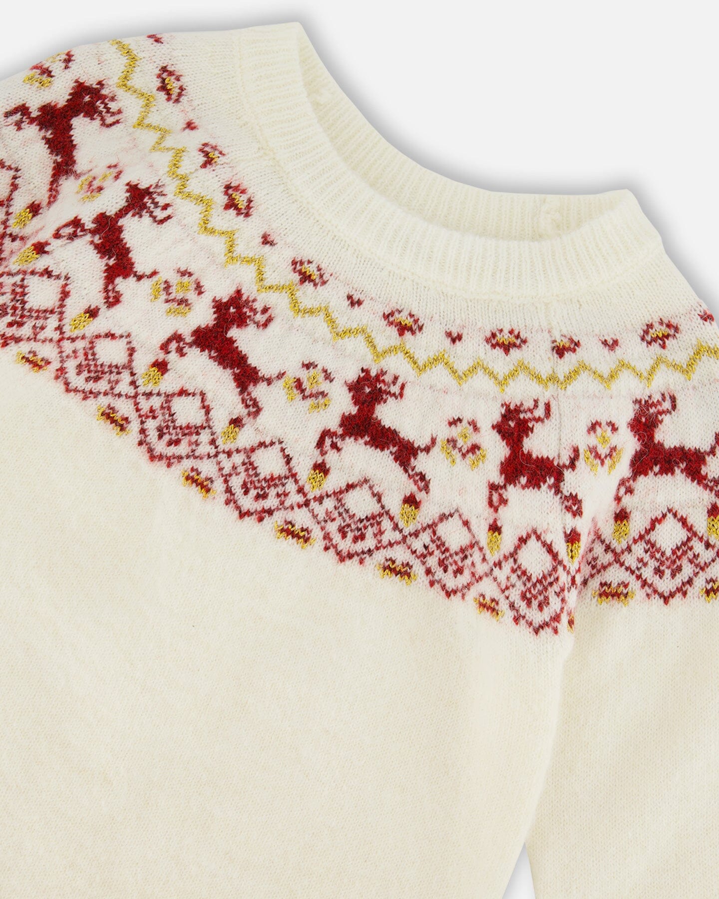 Sweater With Christmas Intarsia Off White And Red