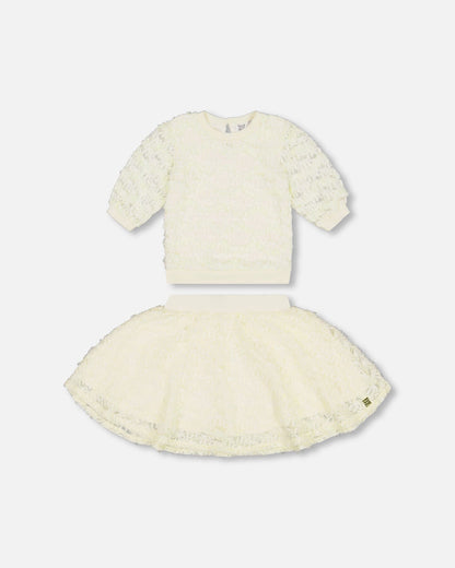 Eyelet Top And Skirt Set Off White