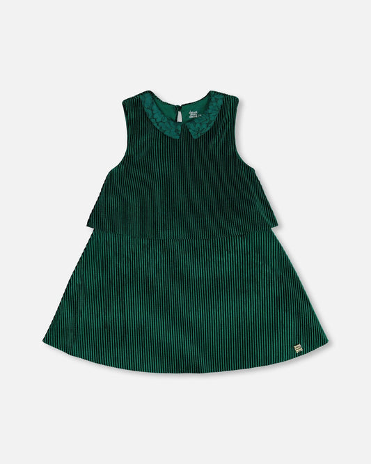 Sleeveless Dress With Eyelet Collar Forest Green