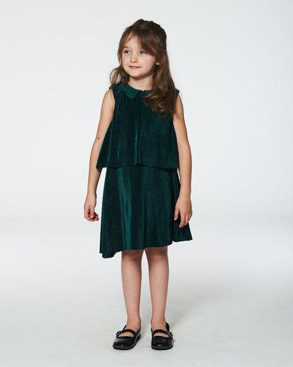 Sleeveless Dress With Eyelet Collar Forest Green