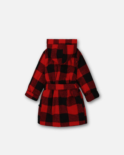 Plush Robe Plaid Black And Red