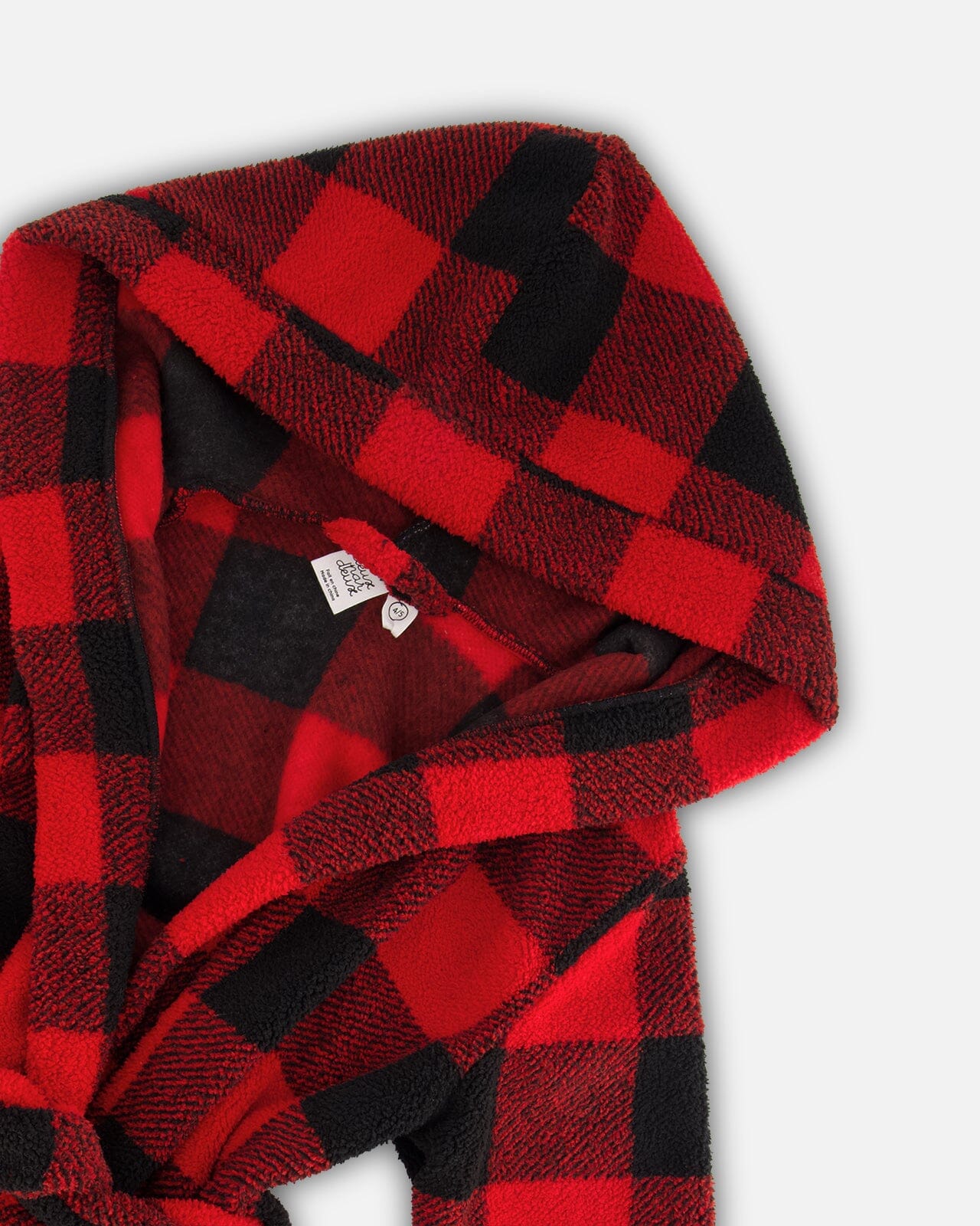 Plush Robe Plaid Black And Red