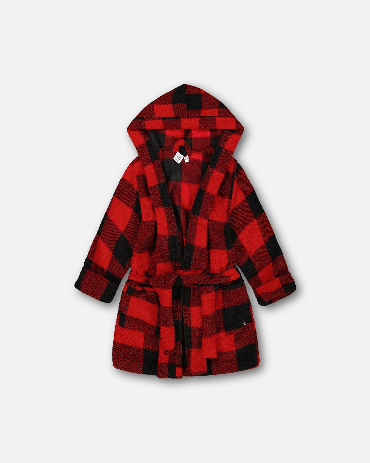 Plush Robe Plaid Black And Red