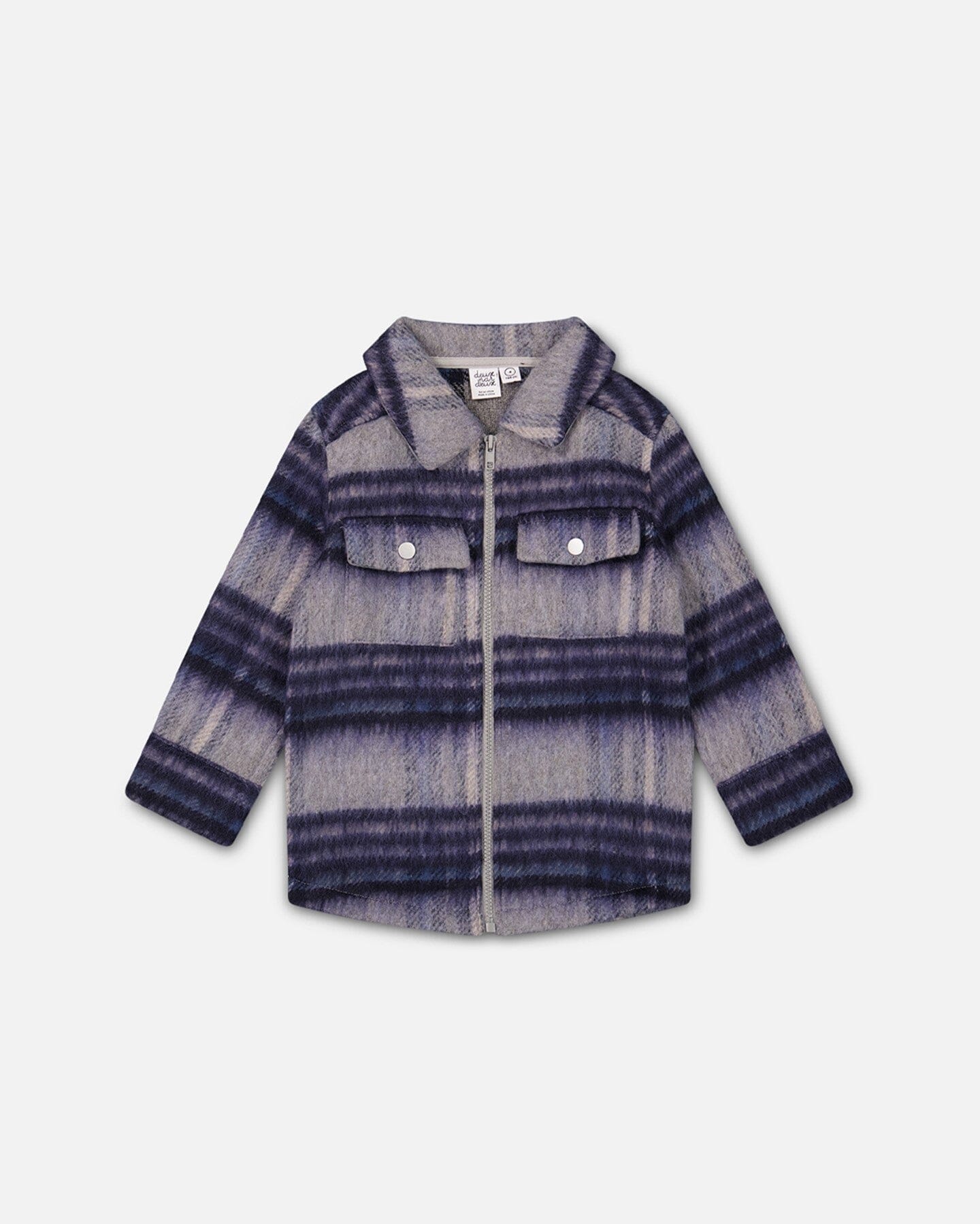 Overshirt Wool-Effect With Pockets Plaid Blue And Gray