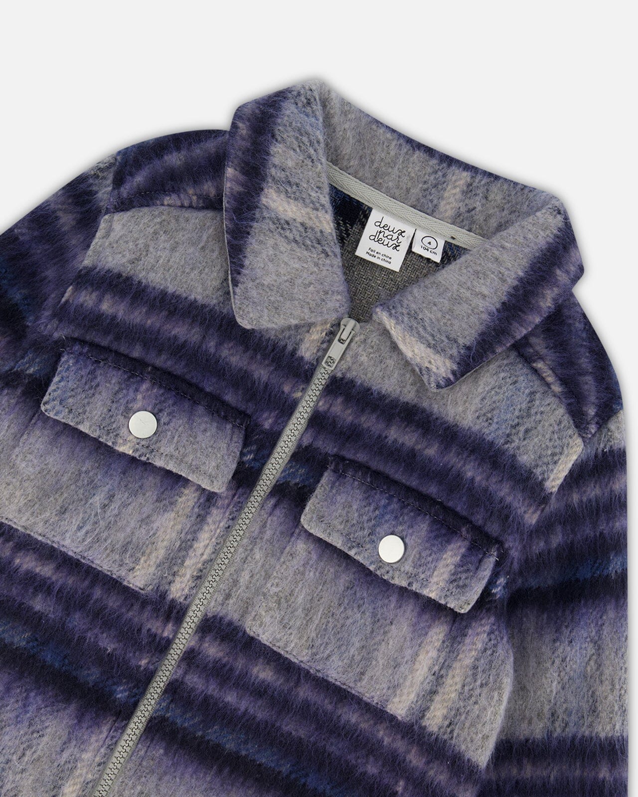 Overshirt Wool-Effect With Pockets Plaid Blue And Gray