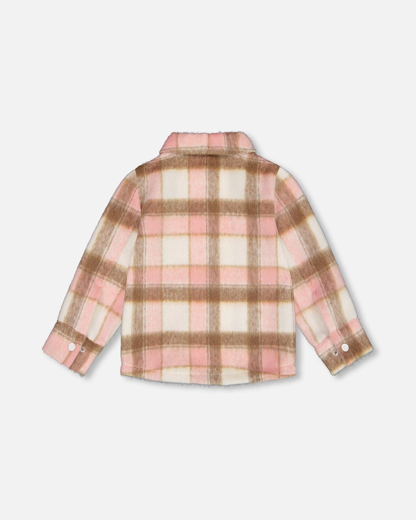 Overshirt Wool-Effect With Pockets Plaid Pink, Nougat And Off White