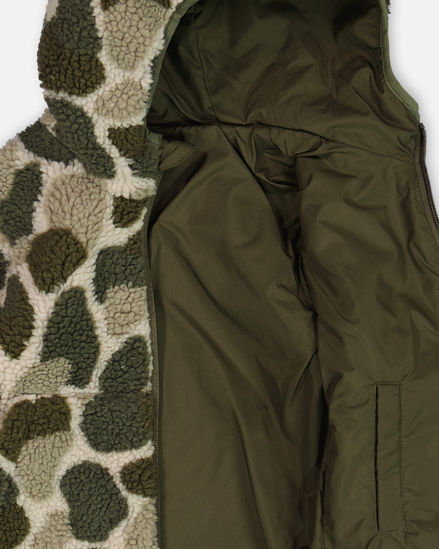 Reversible Sherpa Jacket Camouflage Green