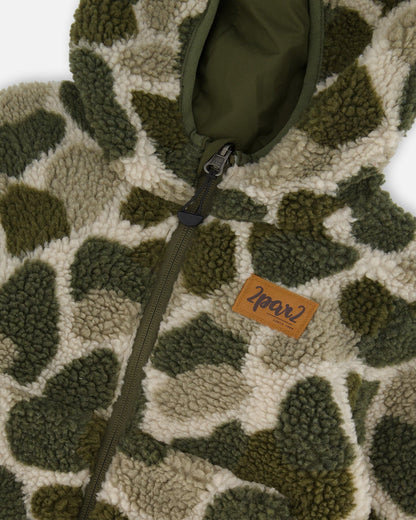 Reversible Sherpa Jacket Camouflage Green