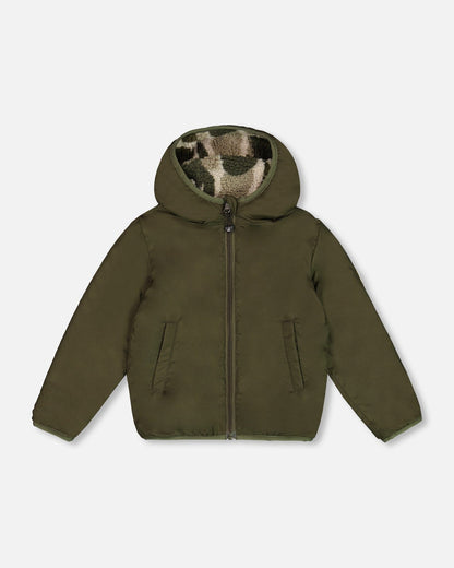 Reversible Sherpa Jacket Camouflage Green