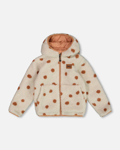 Reversible Sherpa Jacket Pinky Brown With Dots