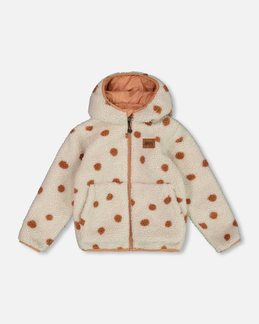 Reversible Sherpa Jacket Pinky Brown With Dots