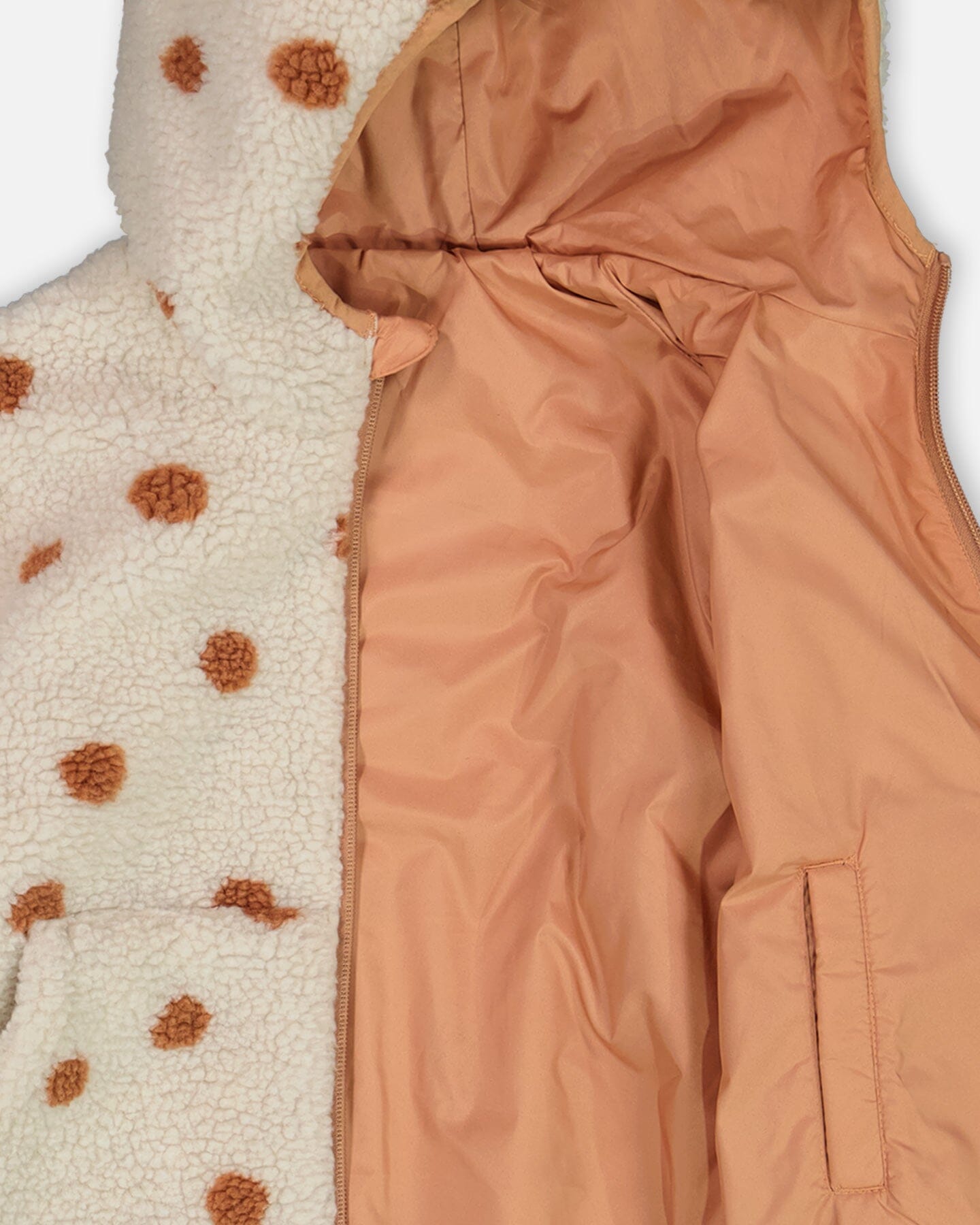 Reversible Sherpa Jacket Pinky Brown With Dots