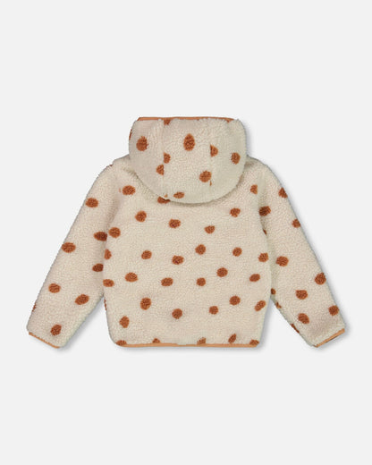 Reversible Sherpa Jacket Pinky Brown With Dots