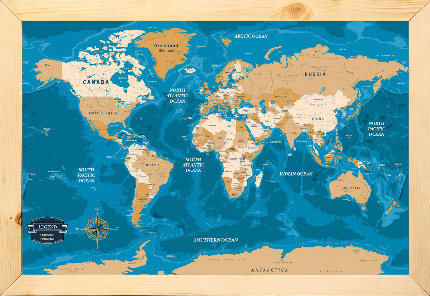 Globetrotter Cork Pin Map | 18 x 12 Framed | 10, 20, Single Units