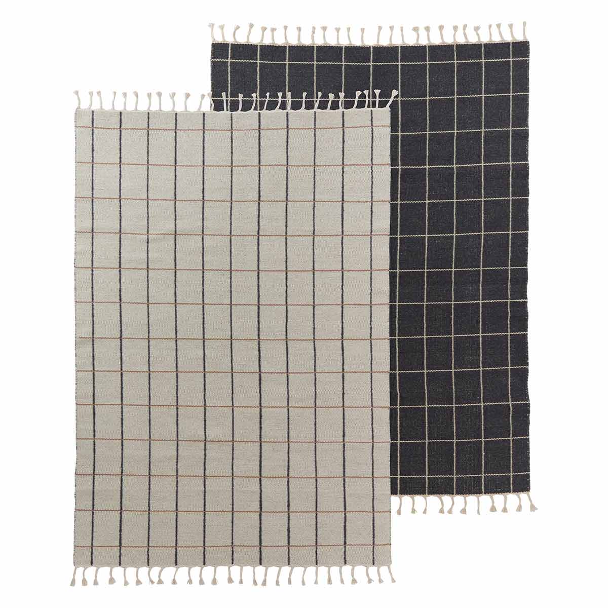 Reversible Grid Rug - Offwhite / Anthracite