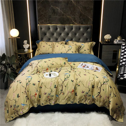 Wild Whimsy 600 TC Floral Cotton Duvet Set - Olive Green