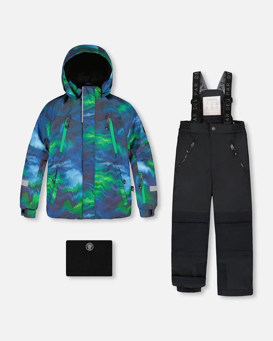 Two-Piece Play Snowsuit With Printed Jacket Black