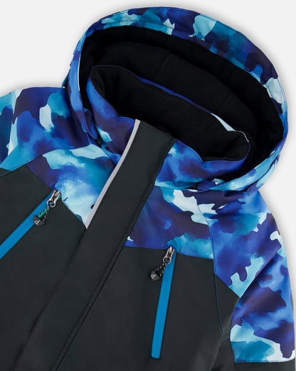 Two-Piece Play Snowsuit Teal Blue Camouflage