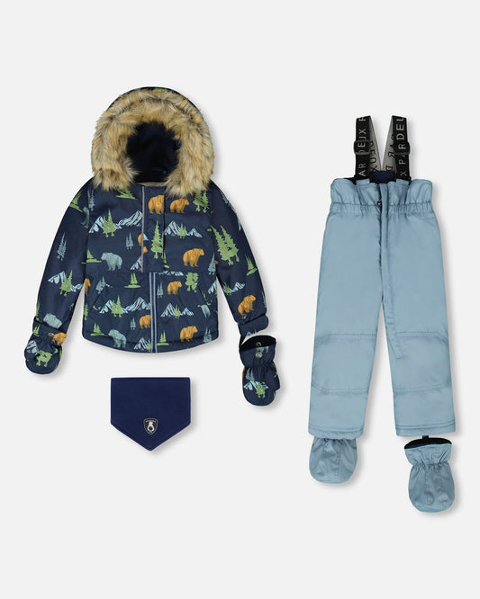 Two-Piece Baby Play Snowsuit Blue Gray