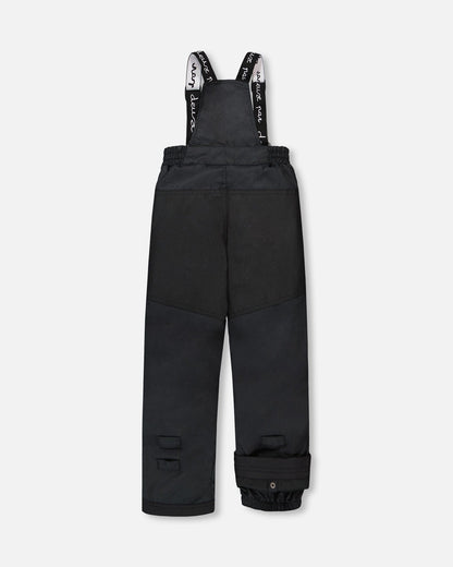 Two-Piece Play Snowsuit With Allover Print Jacket And Solid Pant Black