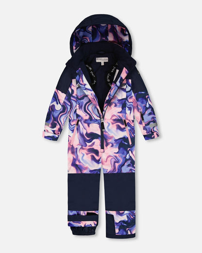 One-Piece Teknik Snowsuit Pink And Blue Marble