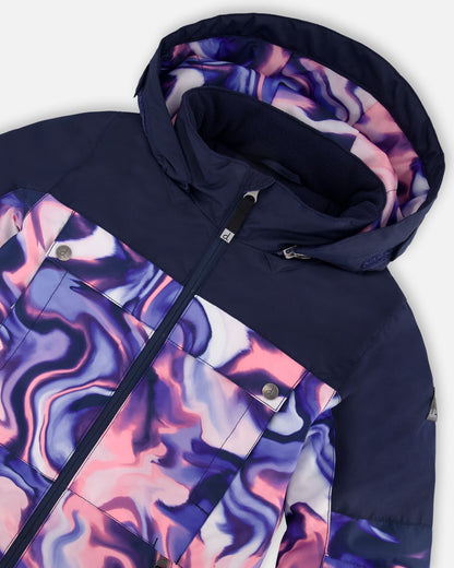 One-Piece Teknik Snowsuit Pink And Blue Marble