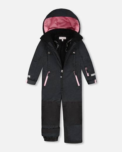 One-Piece Teknik Snowsuit Black With Pink